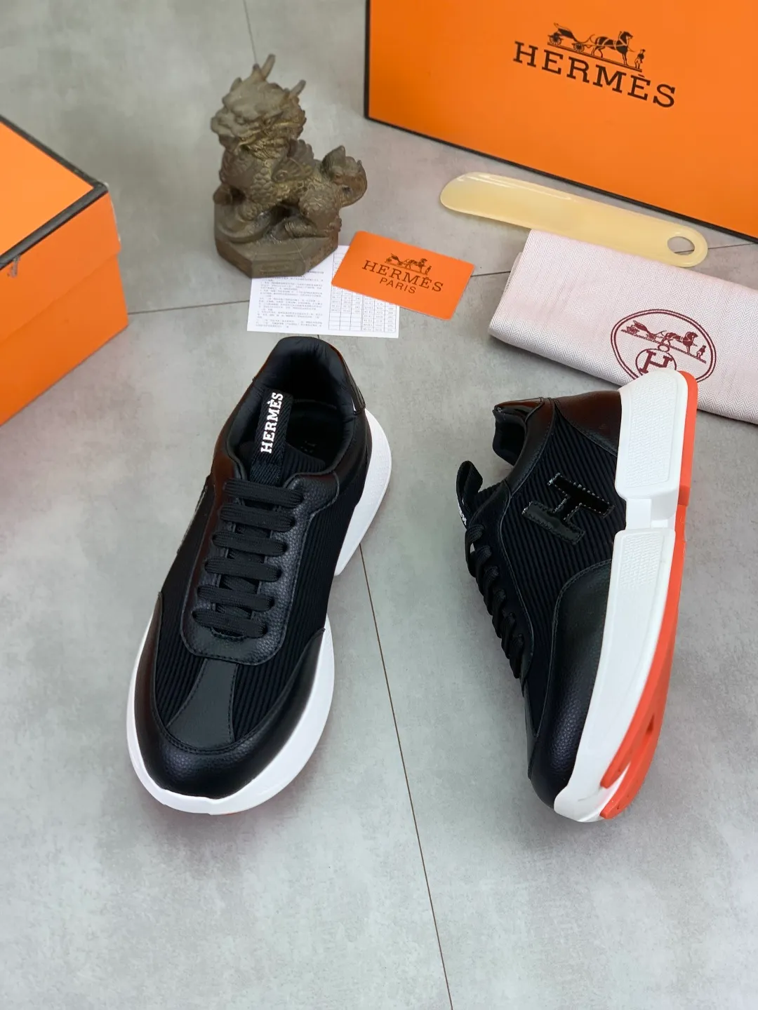 Men's men's shoes P460 new style [HERMES] Hermès - High-end quality original order - Upper: 🔝Nappa calfskin, sewn brand 'H' totem - Inner: water-dyed cowhide - Outsole: ultra-light TPU foam; molded outsole - Ultra-high quality control·Fine workmanship: highlighted (high-end·nobility·grade) -Size: 38-44 (45 can be customized)·